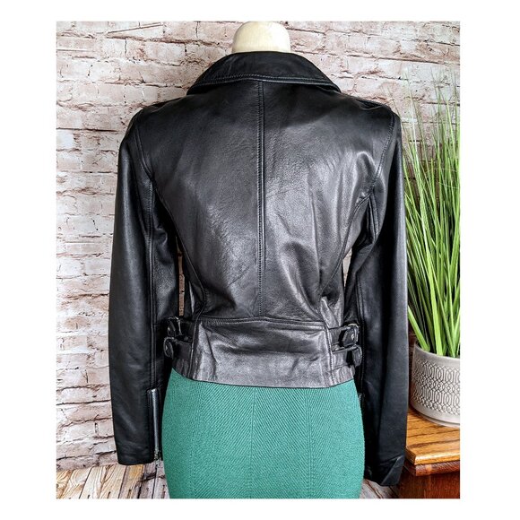 Bagatelle Women's Black Genuine Leather Biker Moto Jacket Sz XS NWT - Picture 4 of 9
